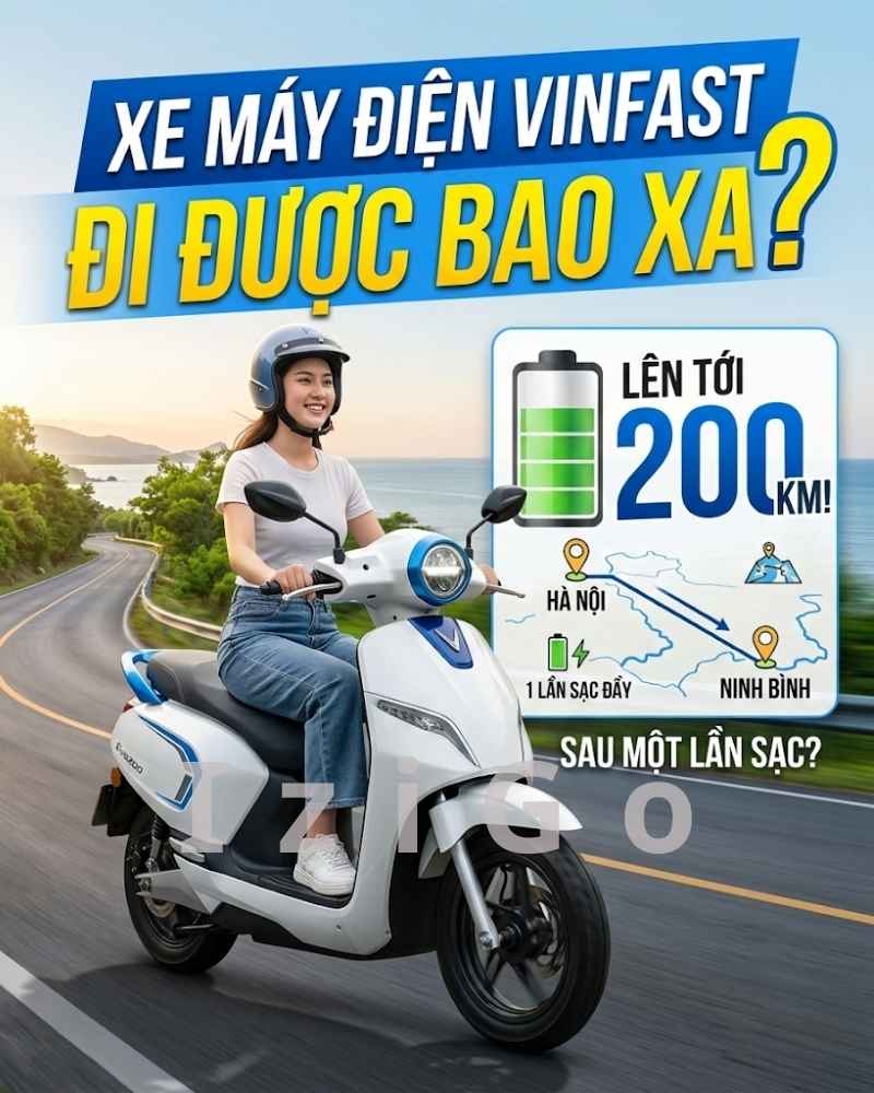 Xe máy điện VinFast đi được bao xa một lần sạc?