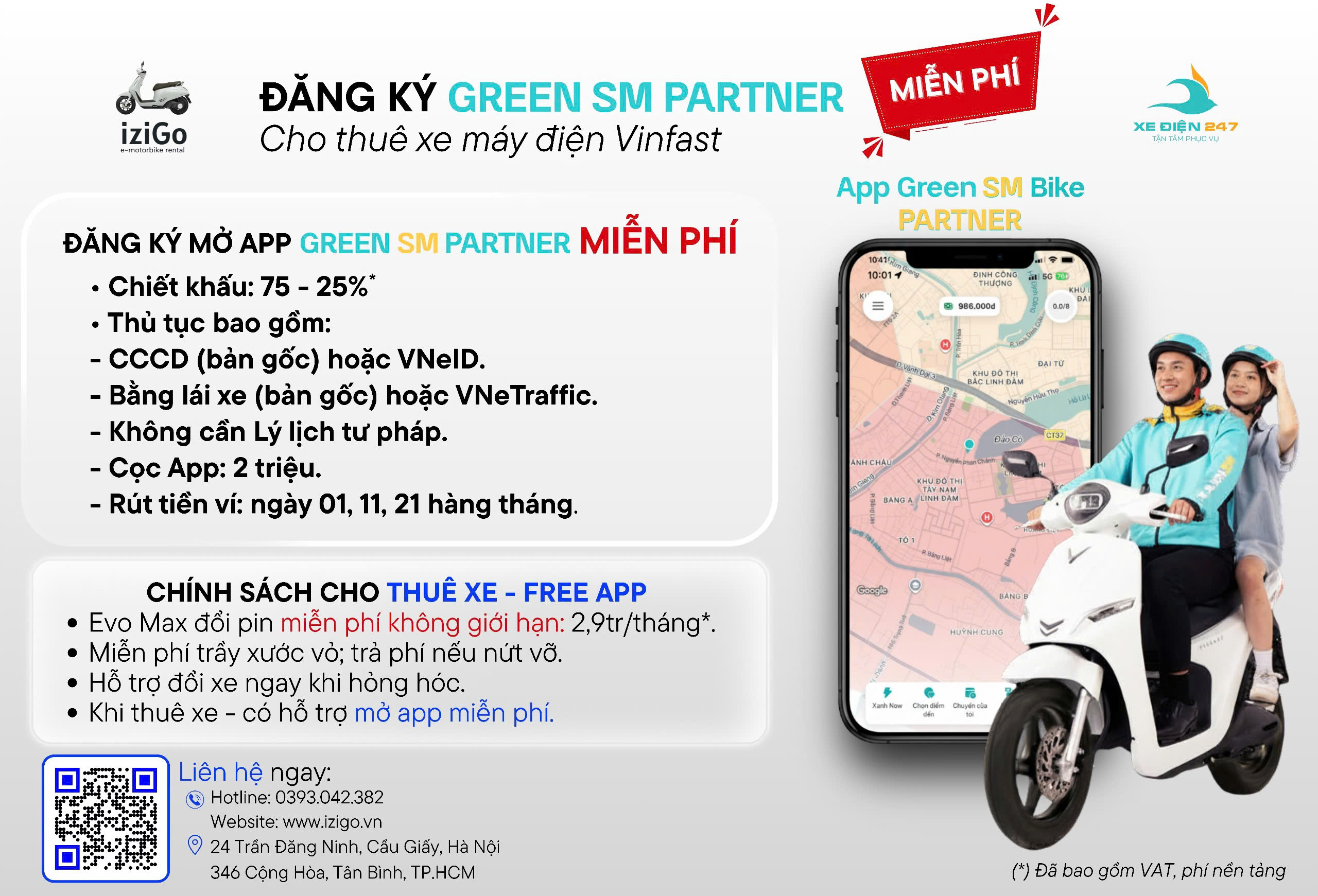 Chương trình đăng ký Green SM và thuê Evo Max tại Izigo