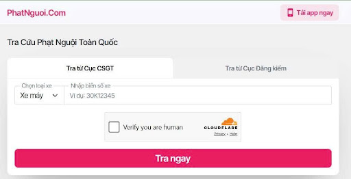 Tra cứu phạt nguội xe máy qua PhatNguoi.com